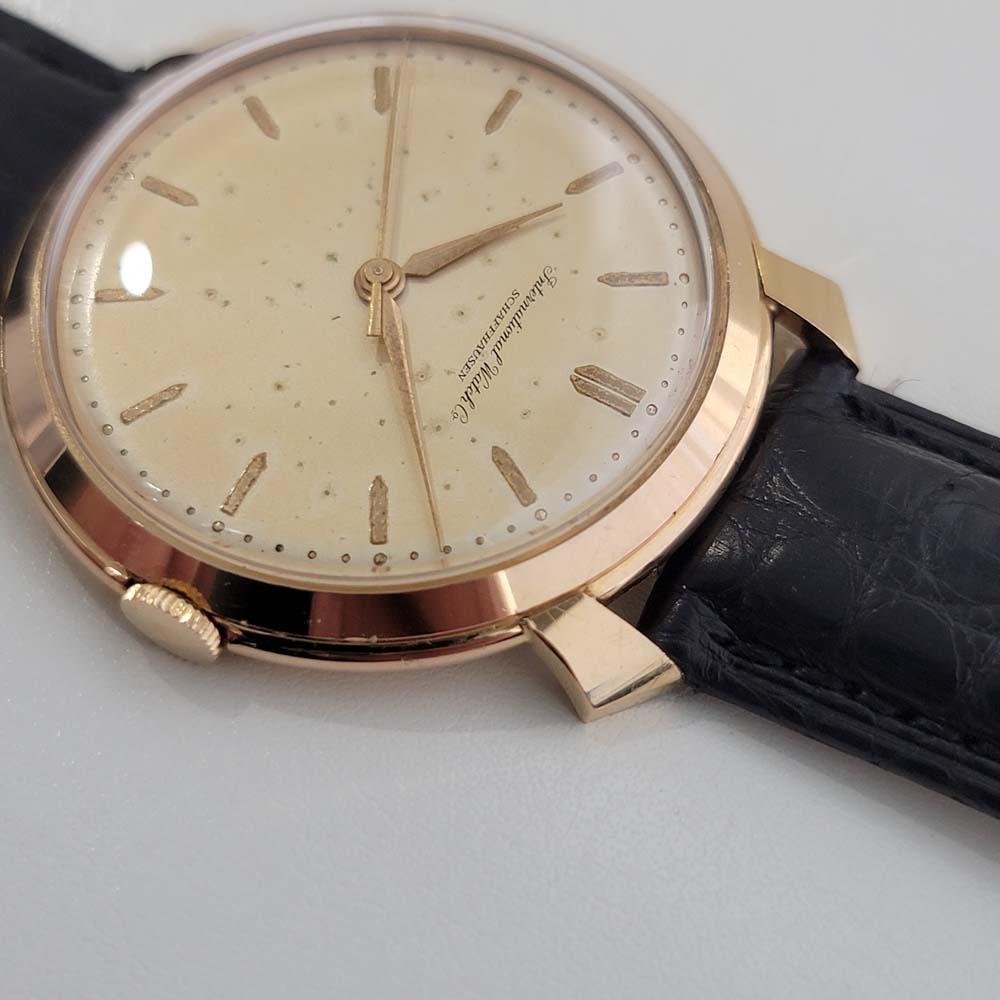 Mens IWC Schaffhausen 18k Rose Gold Manual Watch 1960s Vintage RA326 In Excellent Condition For Sale In Beverly Hills, CA