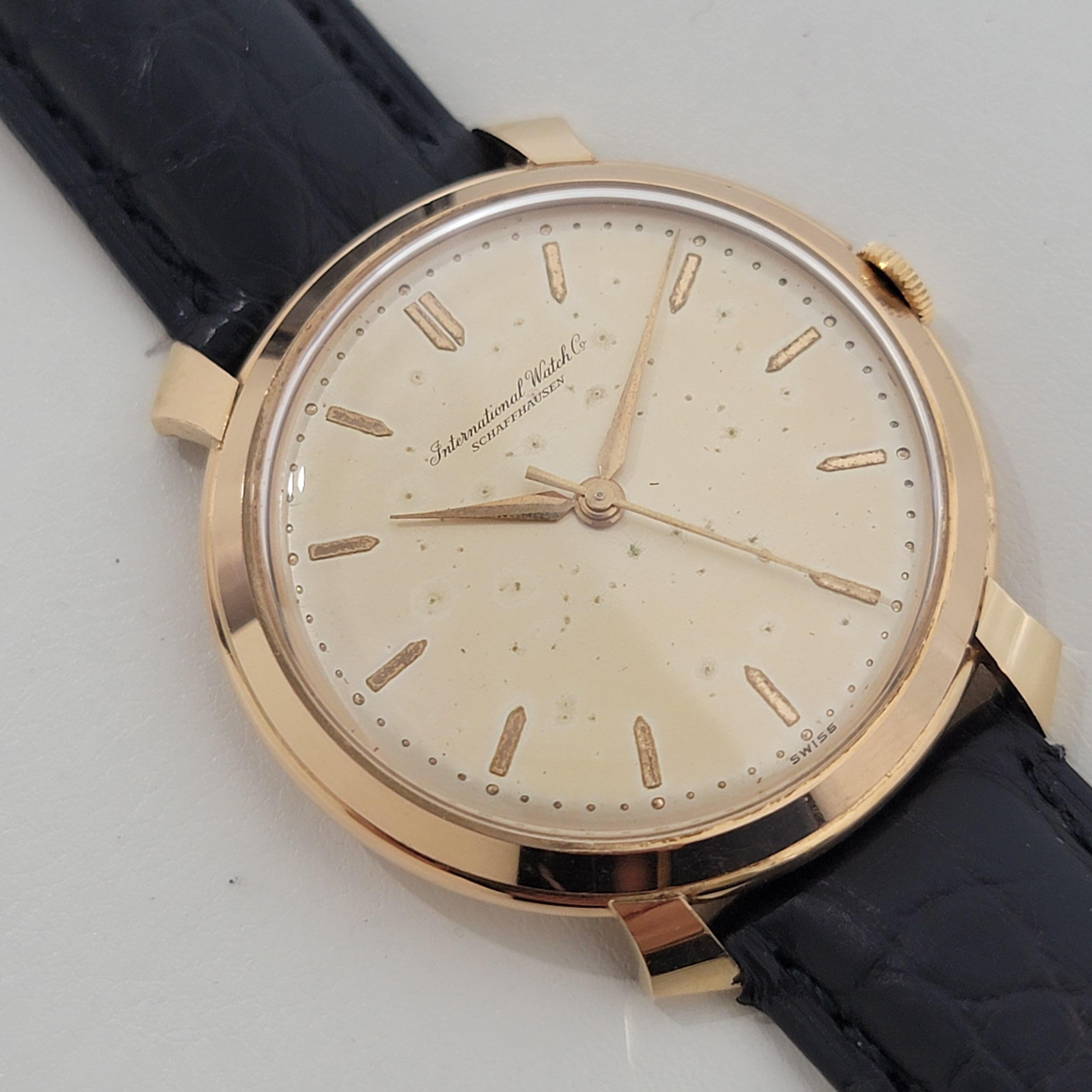 Mens IWC Schaffhausen 18k Rose Gold Manual Watch 1960s Vintage Luxury RA326 In Excellent Condition In Beverly Hills, CA