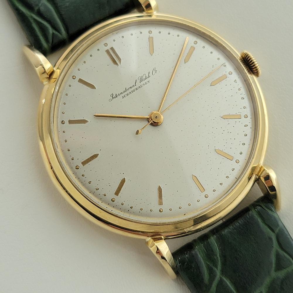 Mens IWC Schaffhausen 18k Solid Gold Jumbo 37mm Manual Wind 1960s Vintage RA440 In Excellent Condition In Beverly Hills, CA