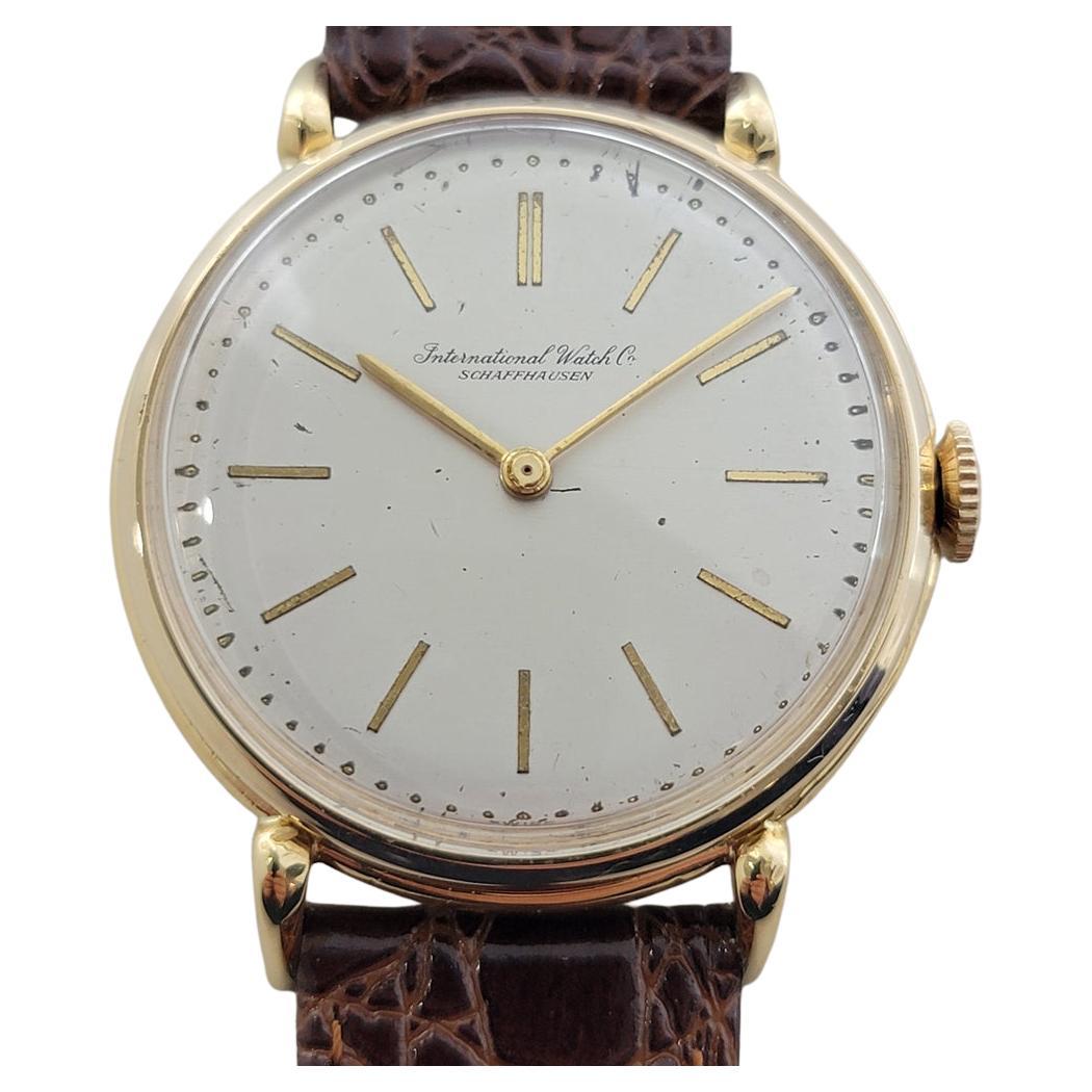 Mens IWC Schaffhausen 18k Solid Gold Jumbo 37mm Manual Wind 1960s Vintage RA440B