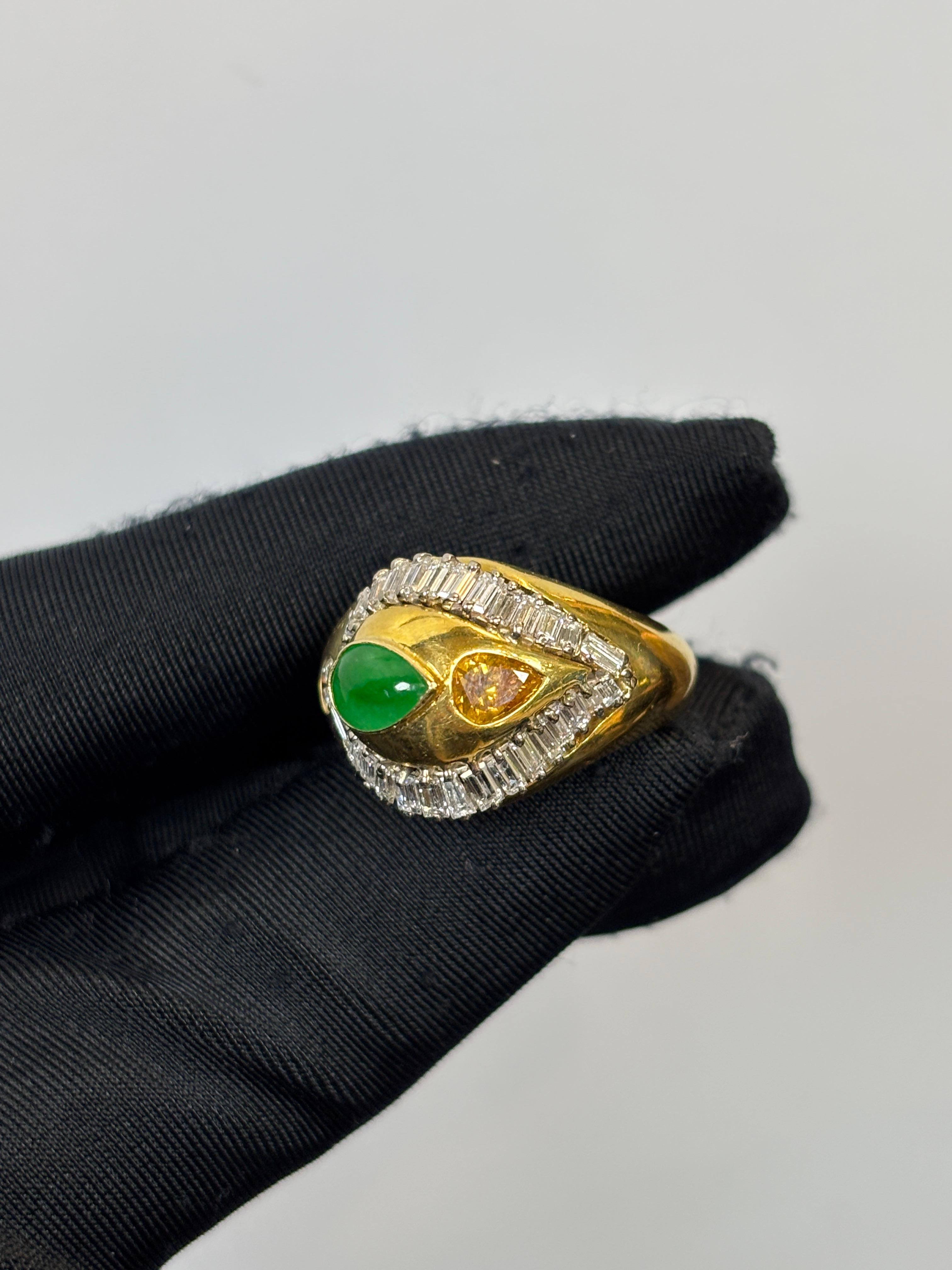 Herrenring aus Jade und Diamant (Gemischter Schliff) im Angebot