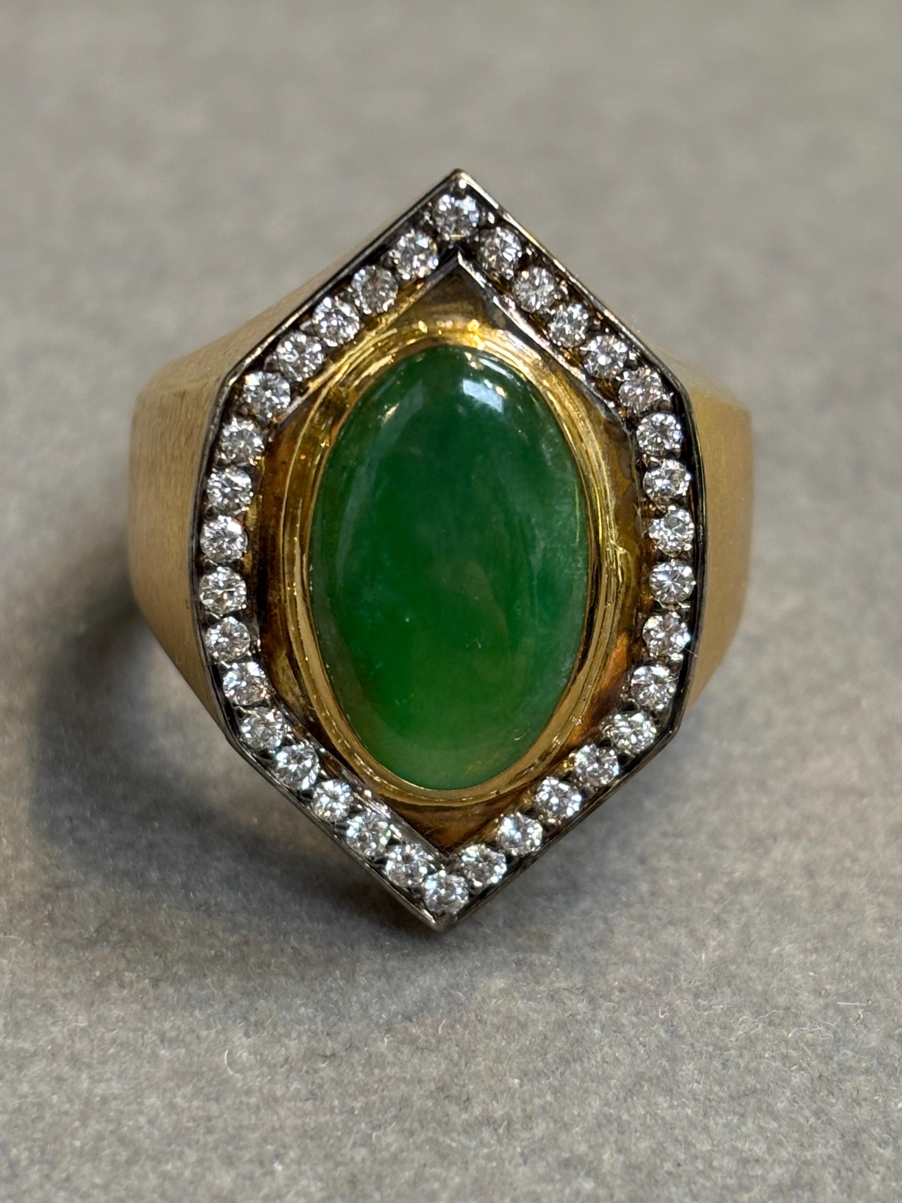 Men's Jade and Diamond Ring For Sale 1
