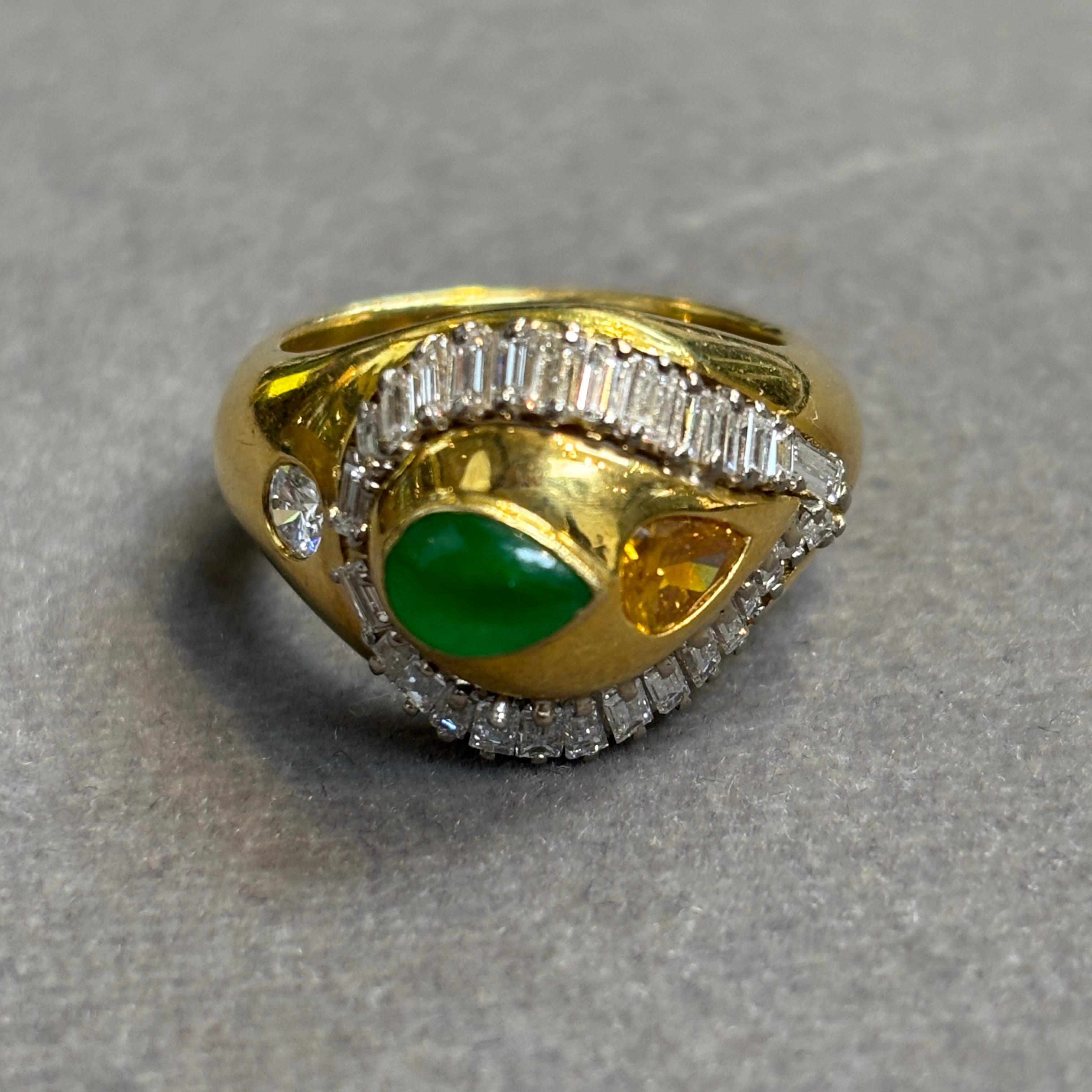 Herrenring aus Jade und Diamant Damen im Angebot