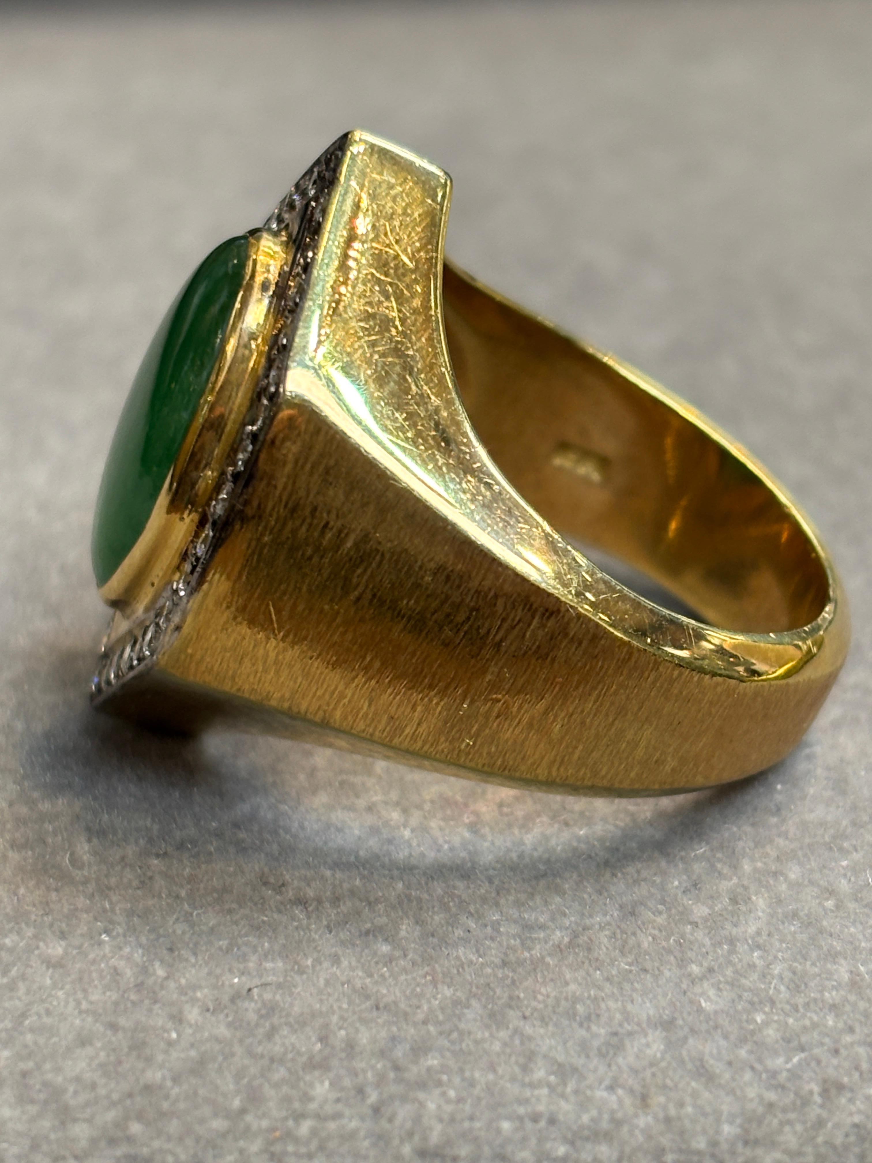 Men's Jade and Diamond Ring For Sale 2