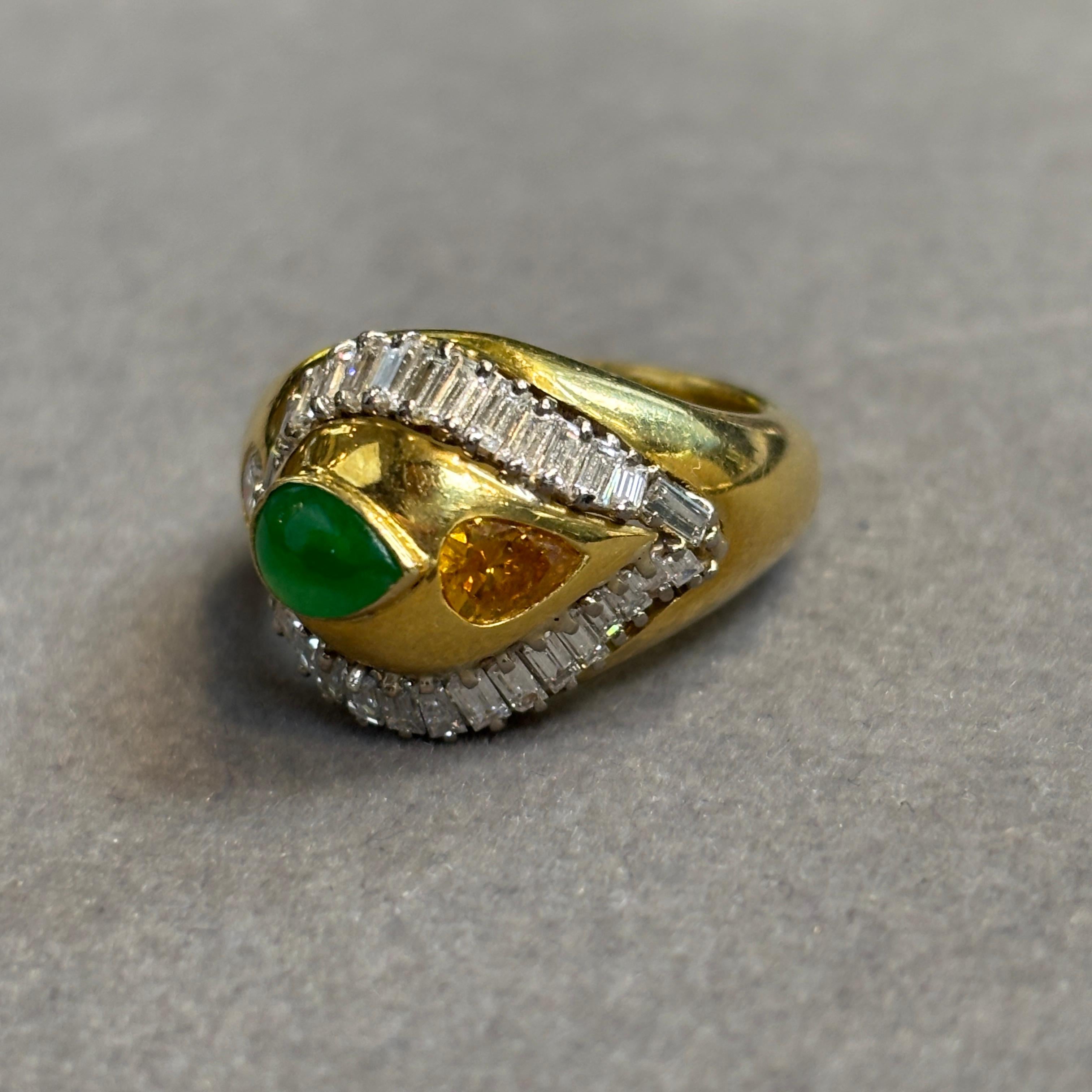 Herrenring aus Jade und Diamant im Angebot 1