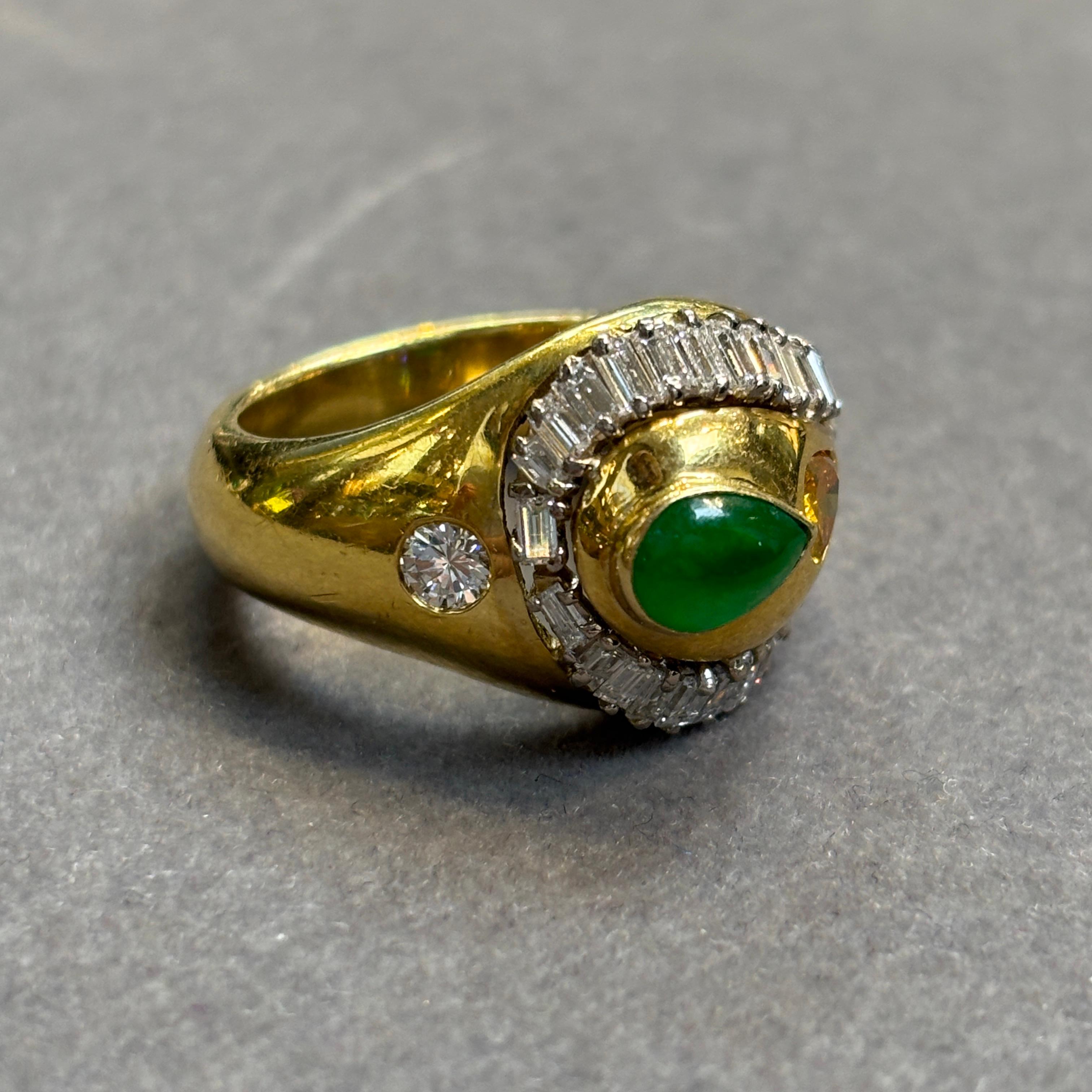 Herrenring aus Jade und Diamant im Angebot 2