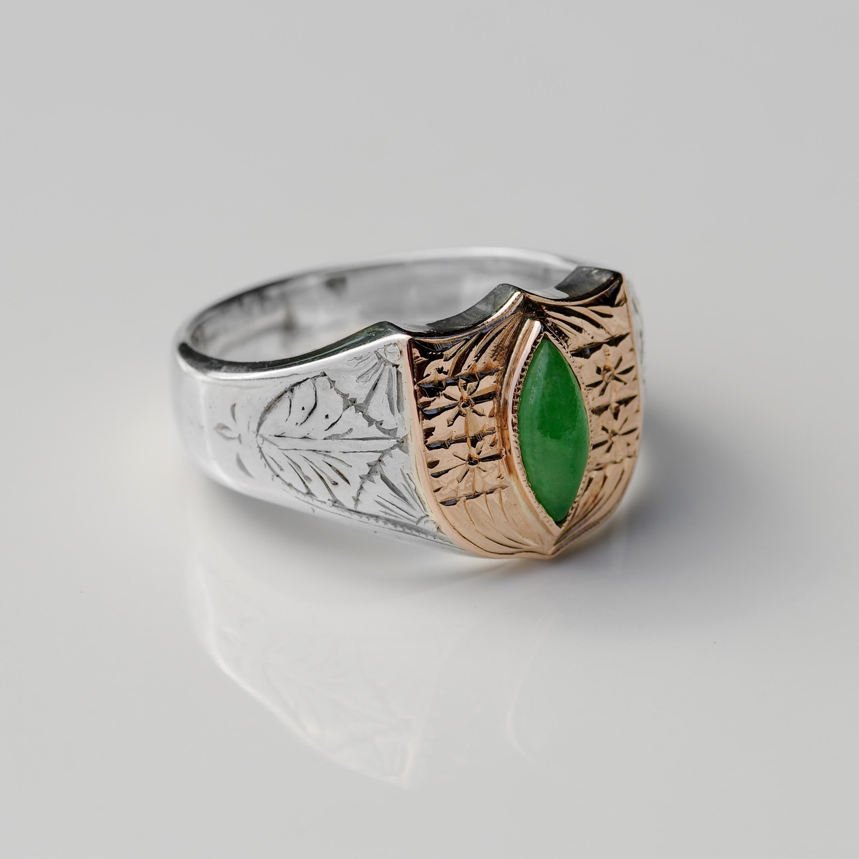 Men's Jade Ring Art Deco Japanese 2