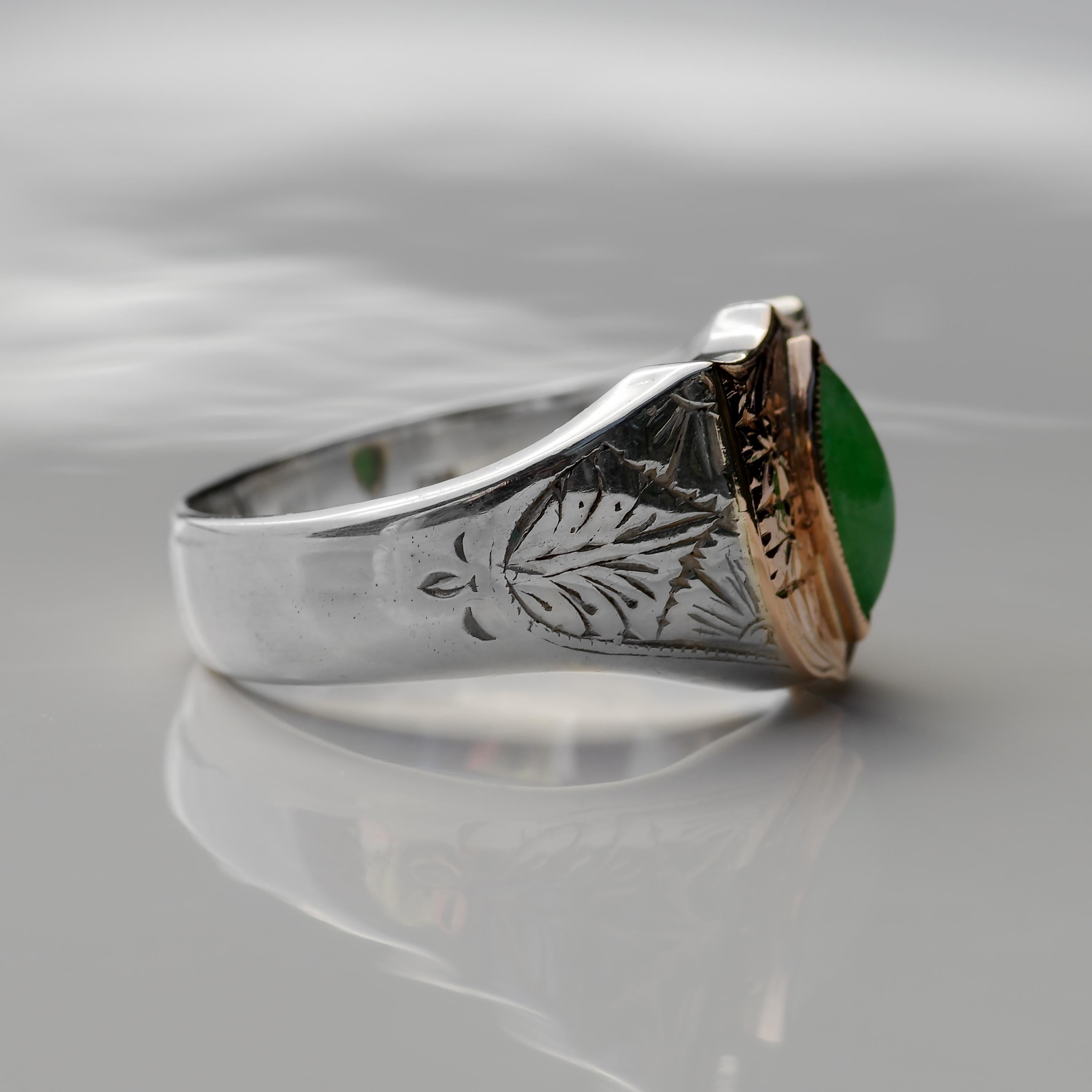 Men's Jade Ring Art Deco Japanese 3
