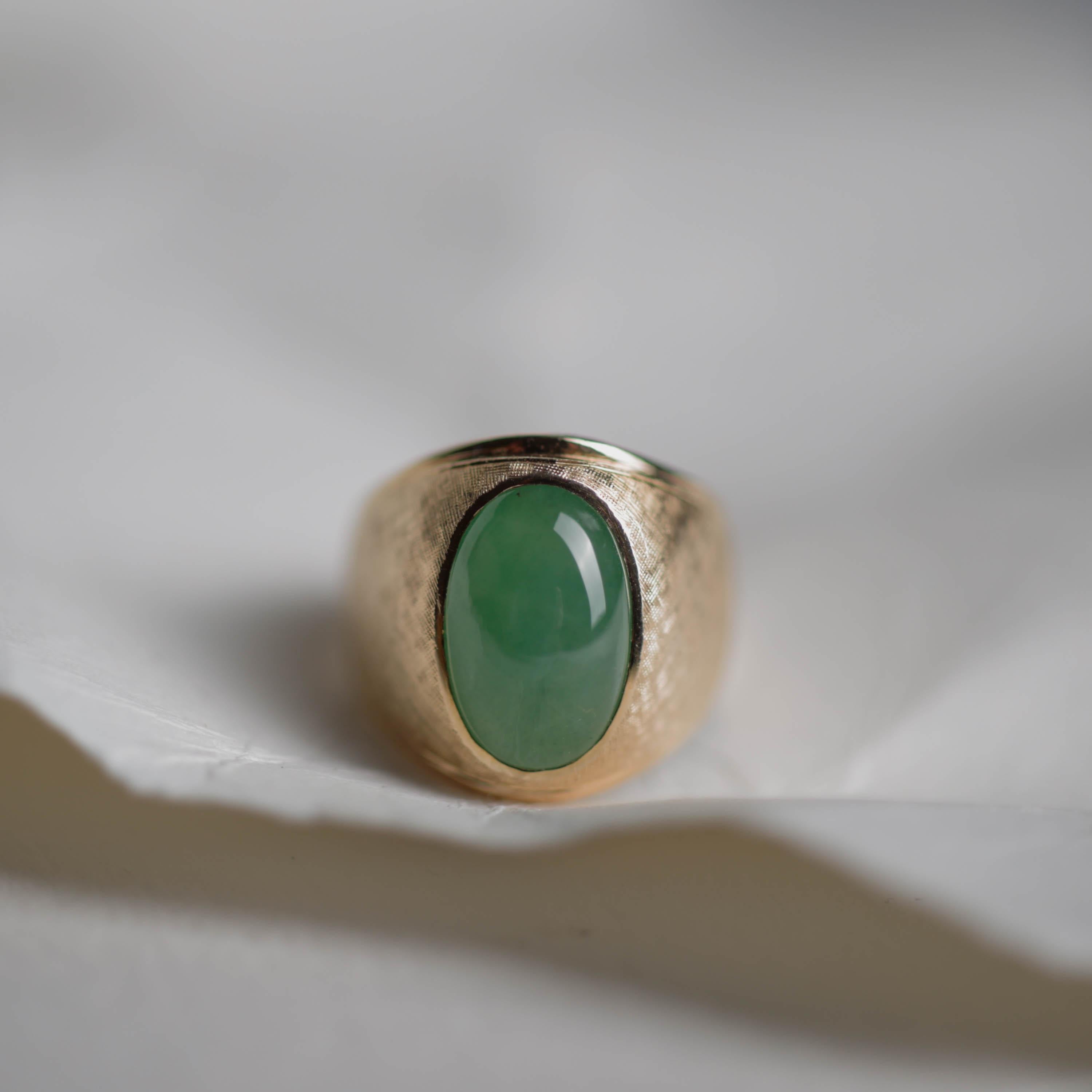 Glassy Jade Ring Midcentury Highly Translucent Certified Untreated Size 10 1