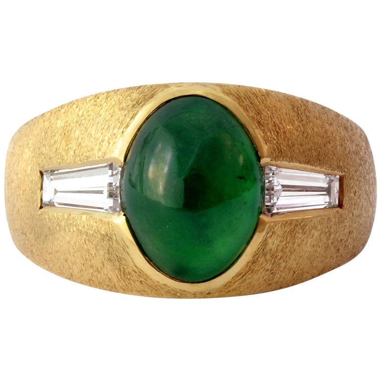 Men&#39;s Jade Ring of &quot;Imperial&quot; Color with Diamonds, circa 1965 For Sale at 1stdibs