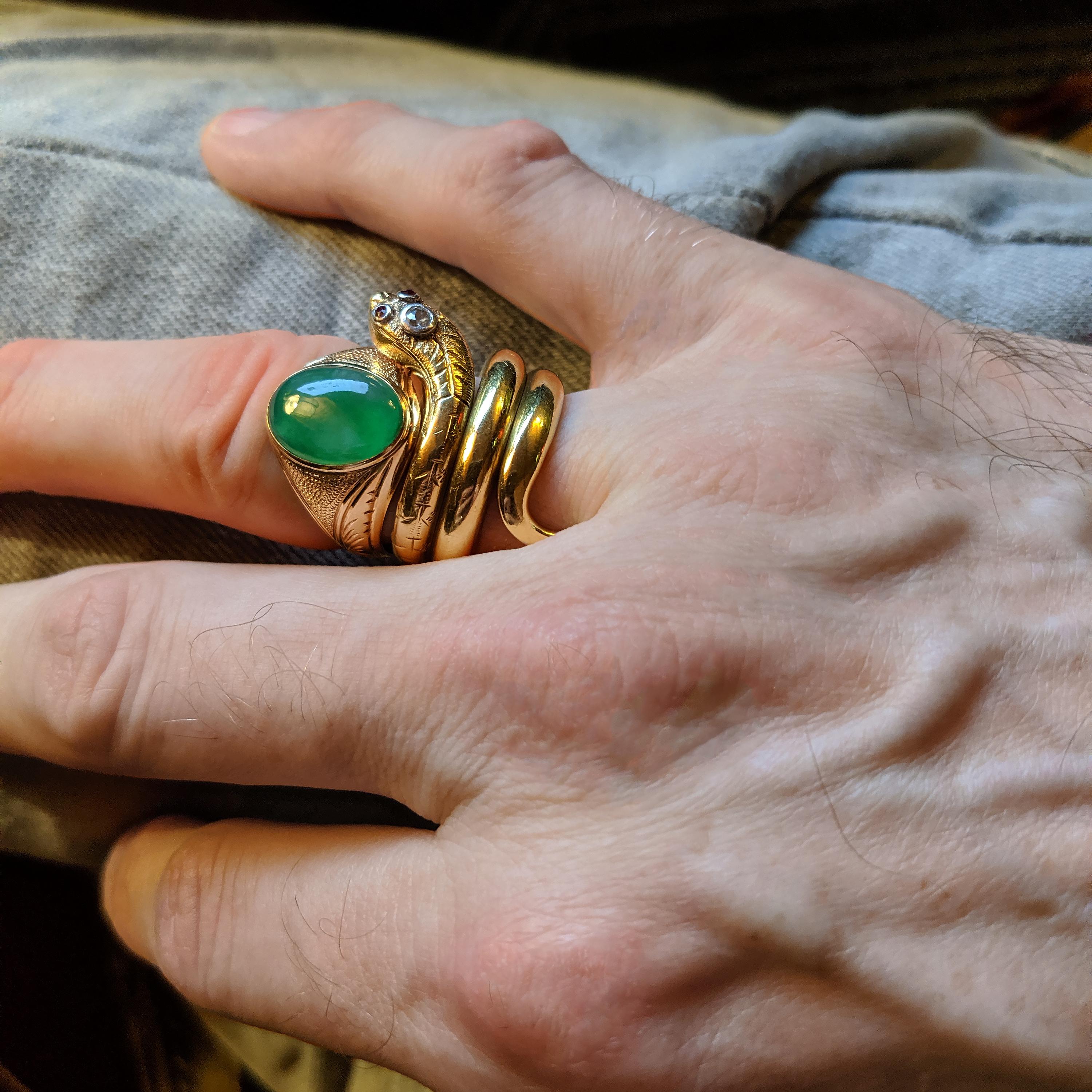 Certified Untreated Men's Jade Ring from Midcentury 6