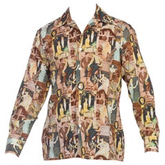 Vintage 1970S Men's JC Leyendecker 1920'S Art Deco Print Disco Shirt