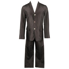 Men's JEAN PAUL GAULTIER 38 Black Silk Taffeta Notch Lapel Notch Lapel Suit