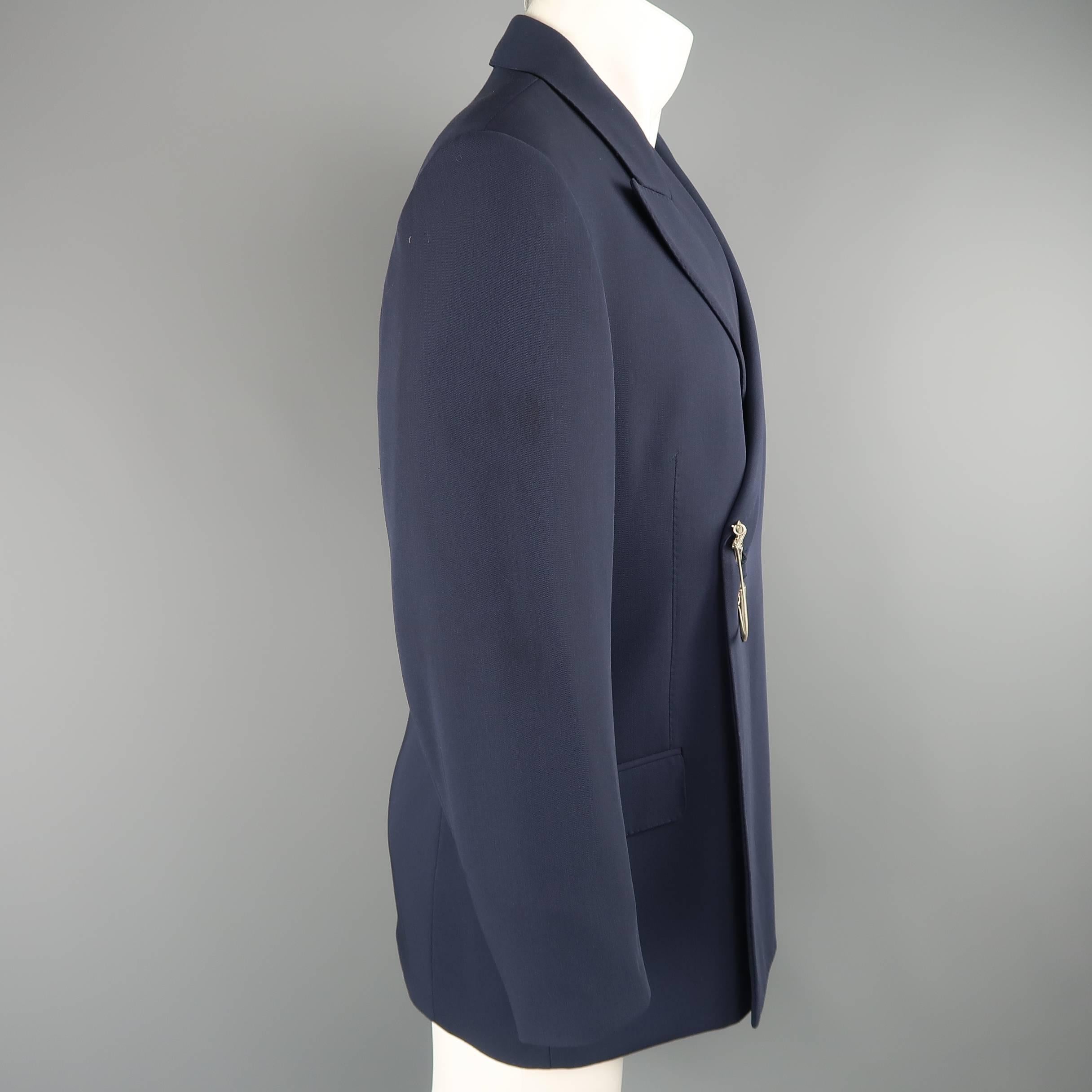 Men's JEAN PAUL GAULTIER 40 Navy Wool Double Breasted Dagger Closure Sport Coat 2