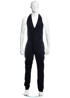 Men's Jean Paul Gaultier black wool halter-neck jumpsuit, c. 1990s