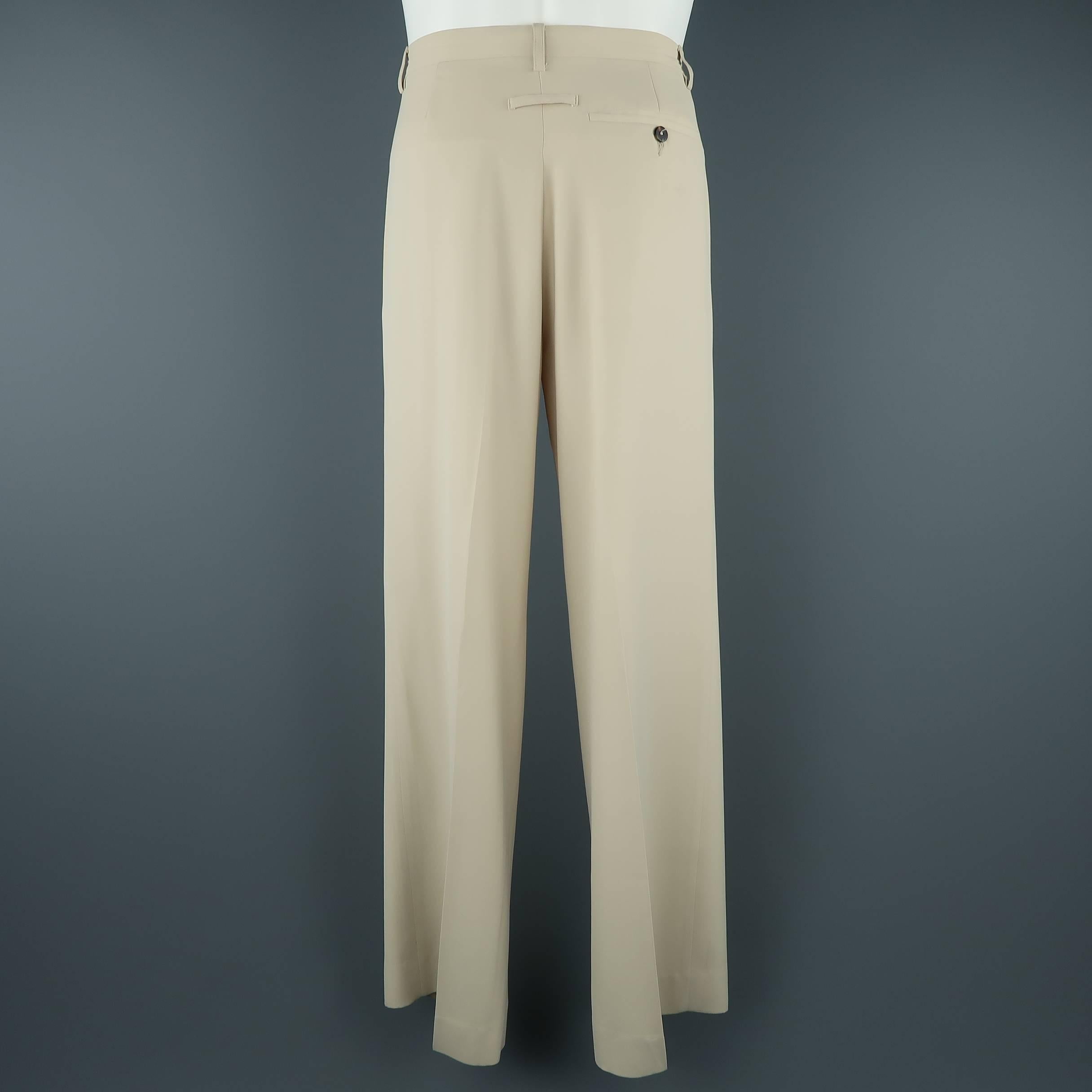 Jean Paul Gaultier Classique Men's Cream Khaki Twill Dress Pants In Fair Condition In San Francisco, CA