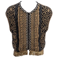 Vintage Men's Jean Paul Gaultier gold lurex zip-up vest, fw 1985