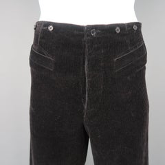 Jean Paul Gaultier Men's Black Corduroy Bull Head Button Dress Pants