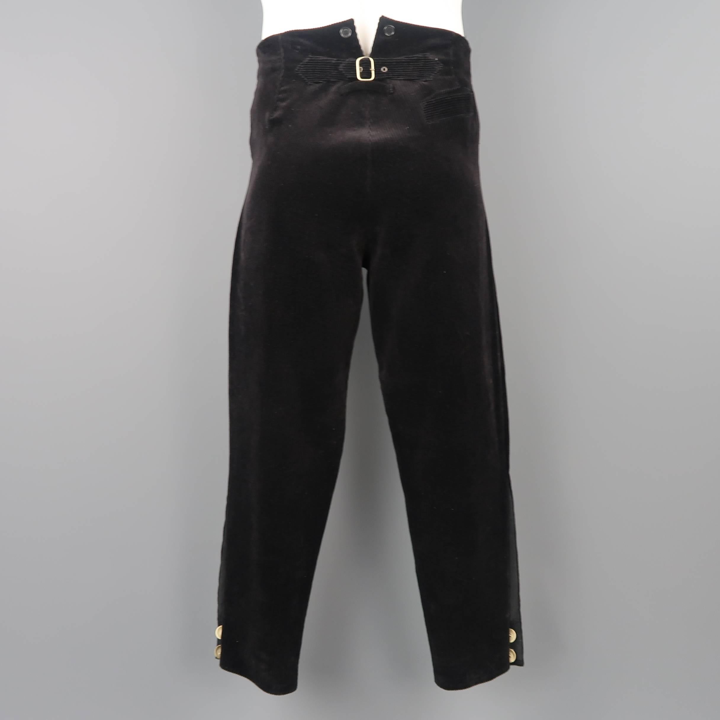 Jean Paul Gaultier Men's Black Corduroy Bull Head Button Dress Pants 4