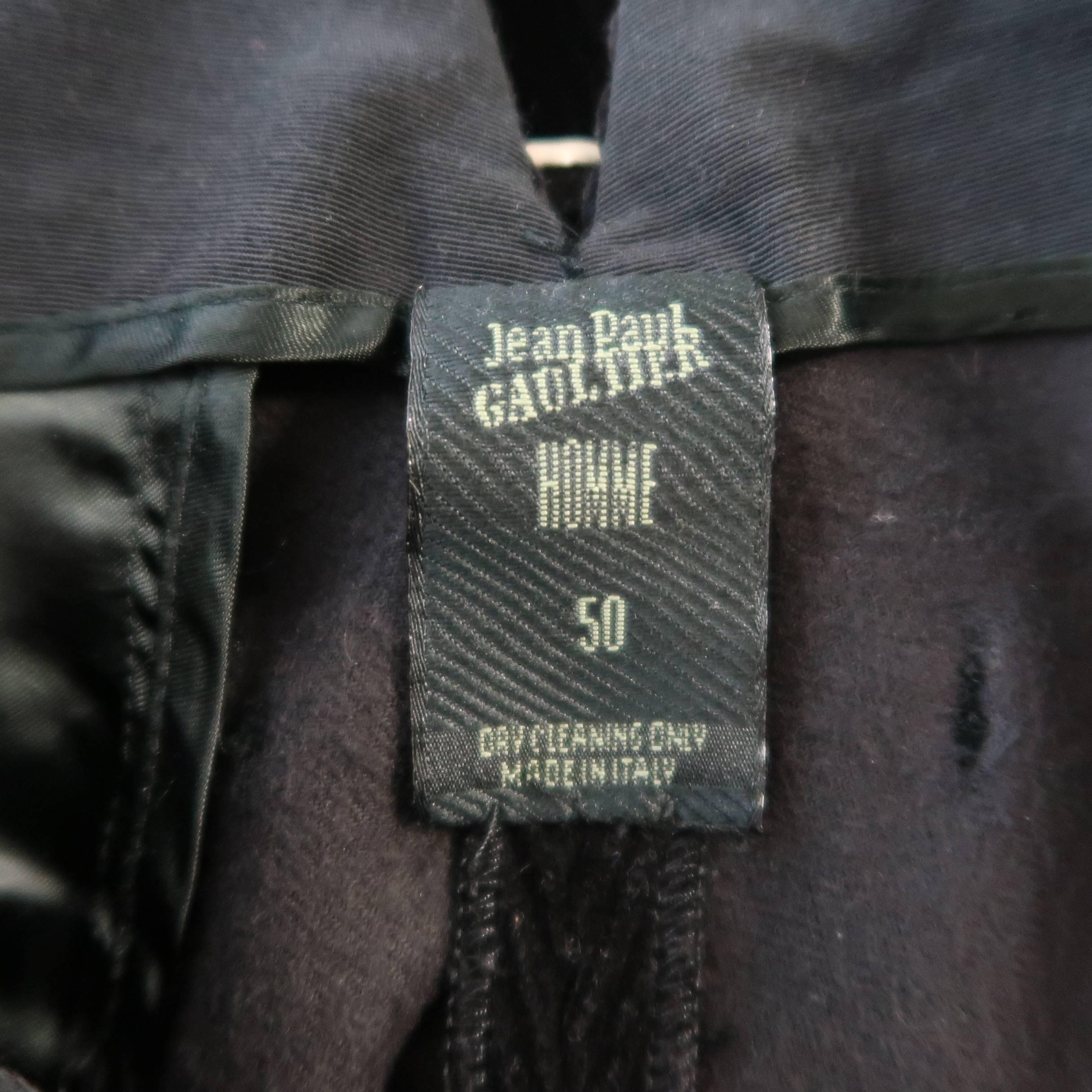 Jean Paul Gaultier Men's Black Corduroy Bull Head Button Dress Pants 5