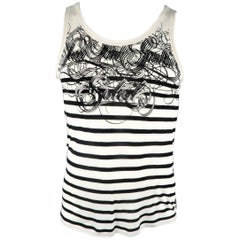 Men's JEAN PAUL GAULTIER Size L White & Black Stripe Viscose Soleil Tank Top