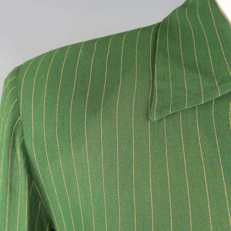 Jean Paul Gaultier Men's Green and Yellow Pinstripe Crepe French Cuff ...