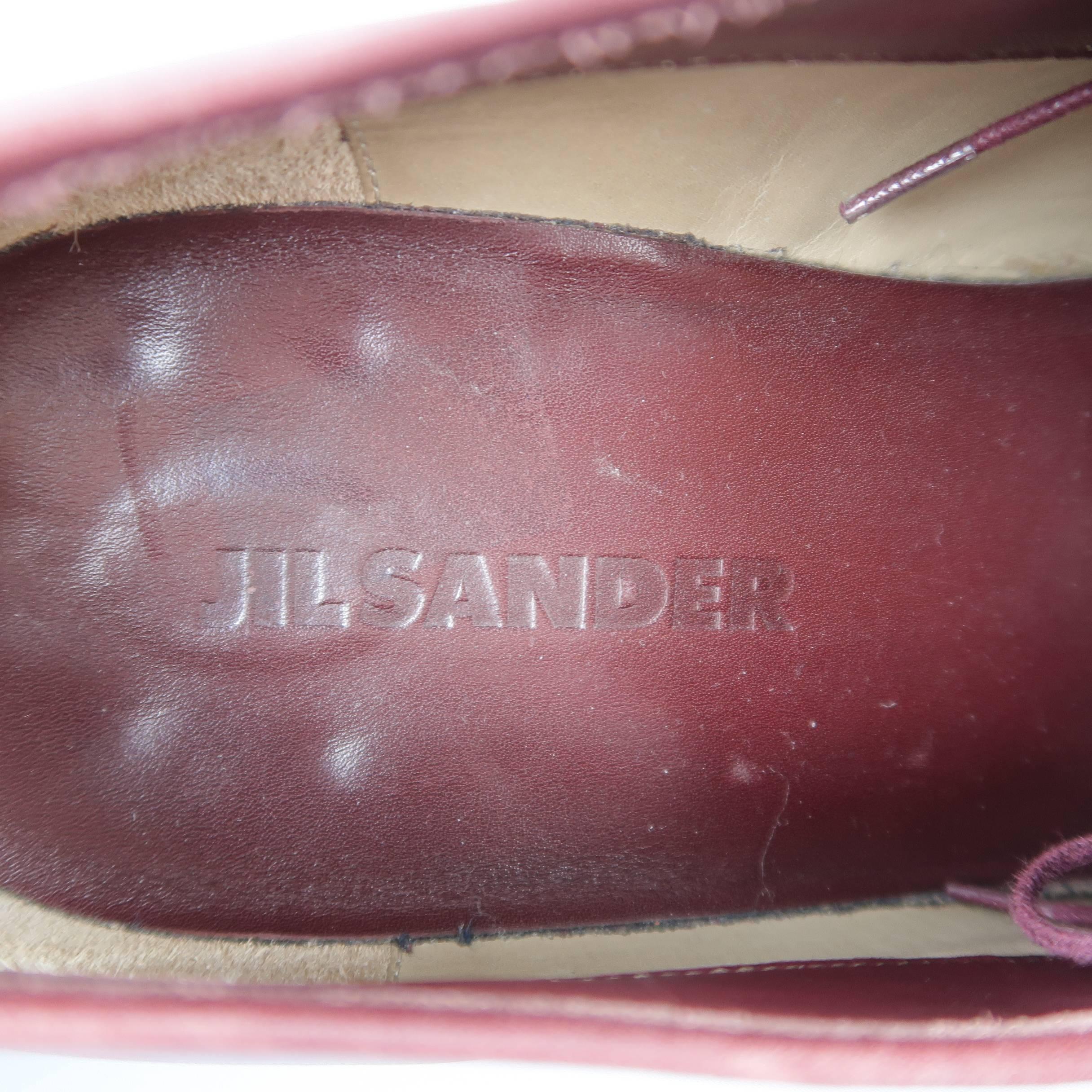 Brown Men's JIL SANDER Shoes Size 10 Oxblood Burgundy  Leather Lace Up