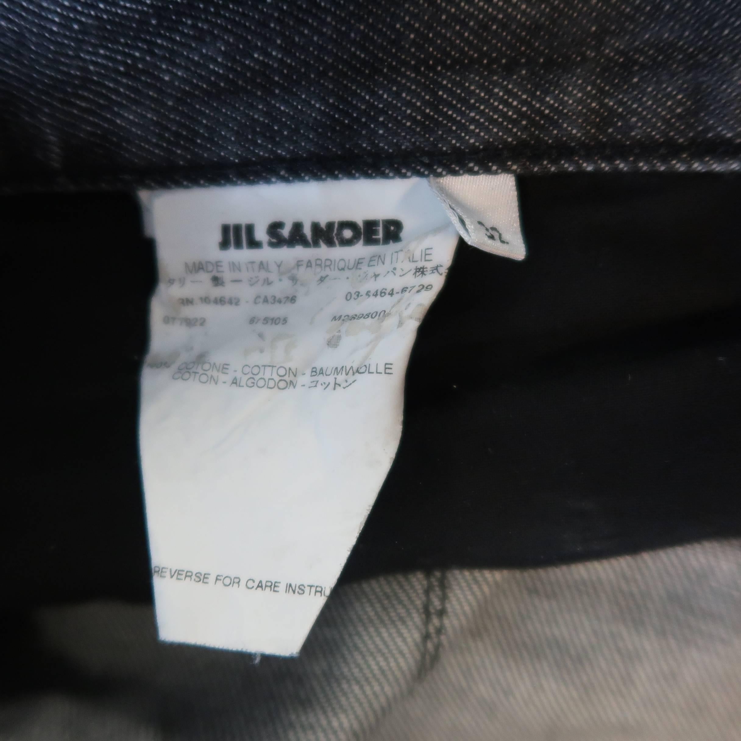 Men's JIL SANDER Size 32 Charcoal Raw Denim Tapered Jeans 2