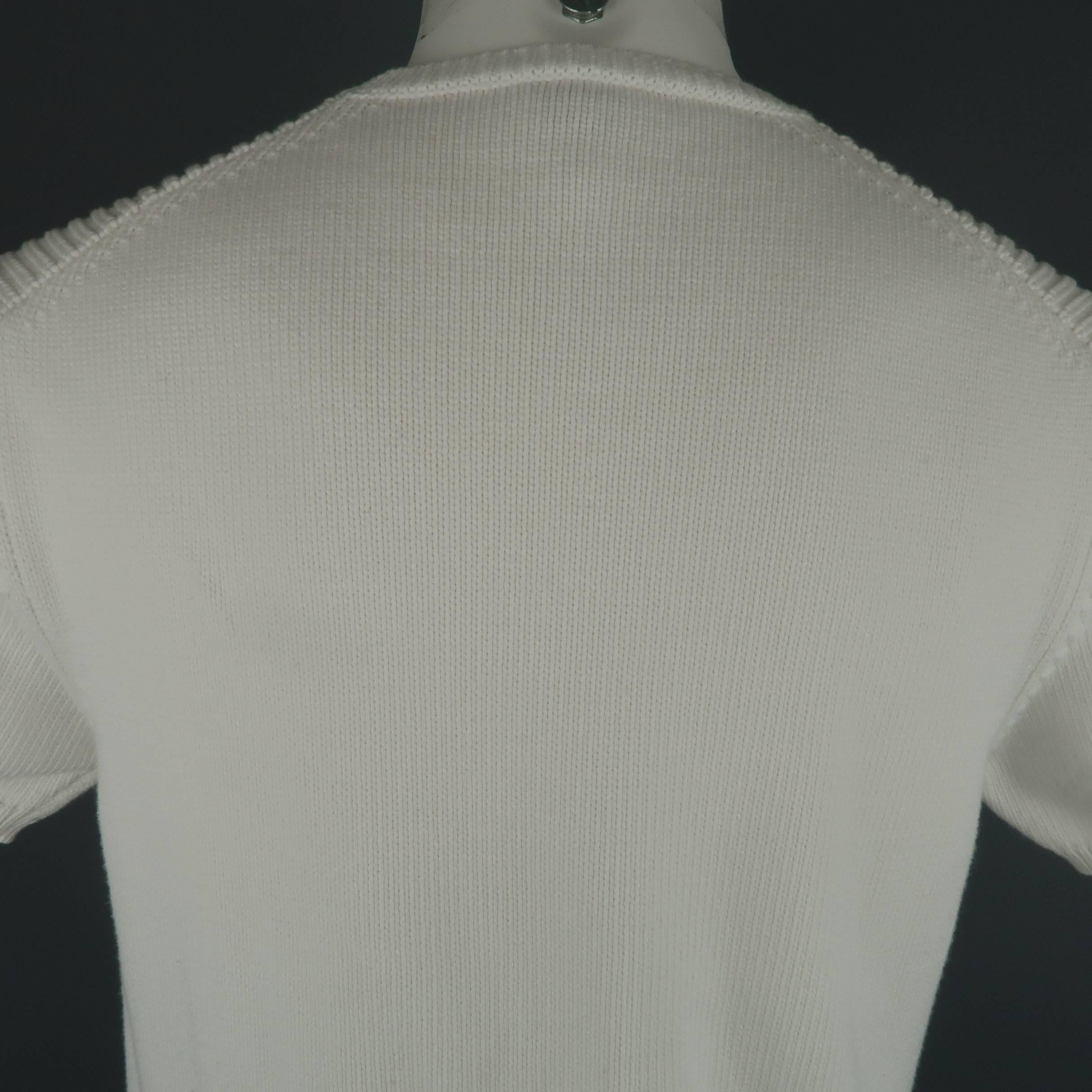 Men's JIL SANDER Size M White Fisherman Knit Short Sleeve Pullover In Excellent Condition In San Francisco, CA