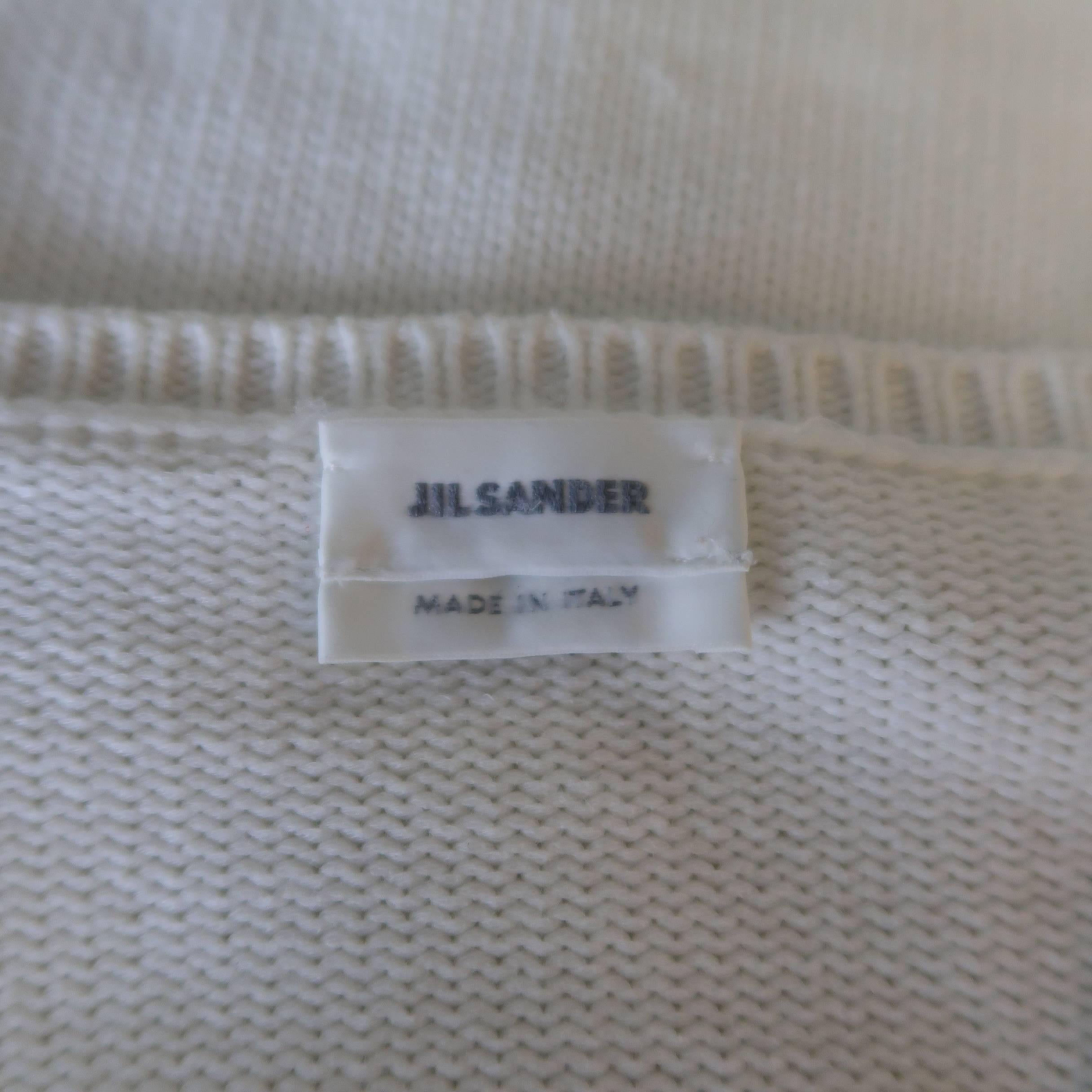 Men's JIL SANDER Size M White Fisherman Knit Short Sleeve Pullover 1