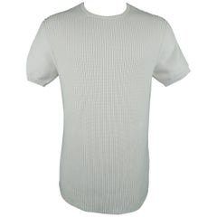 Men's JIL SANDER Size M White Fisherman Knit Short Sleeve Pullover