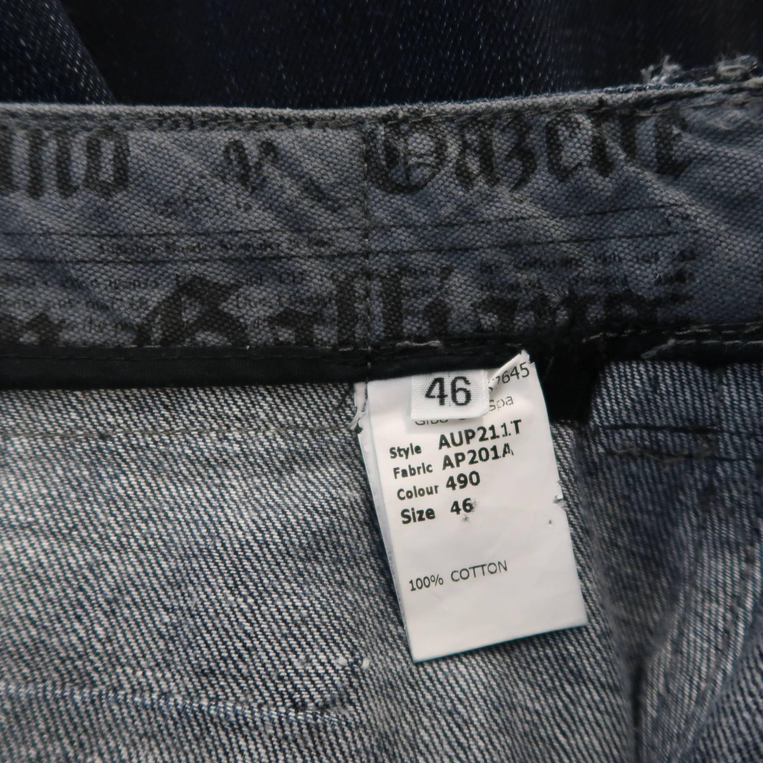 Men's JOHN GALLIANO Size 30 Navy Wash Distressed Denim Back Hoop Jeans 4