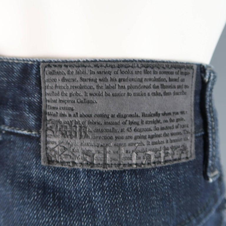 Men's JOHN GALLIANO Size 30 Navy Wash Distressed Denim Back Hoop Jeans