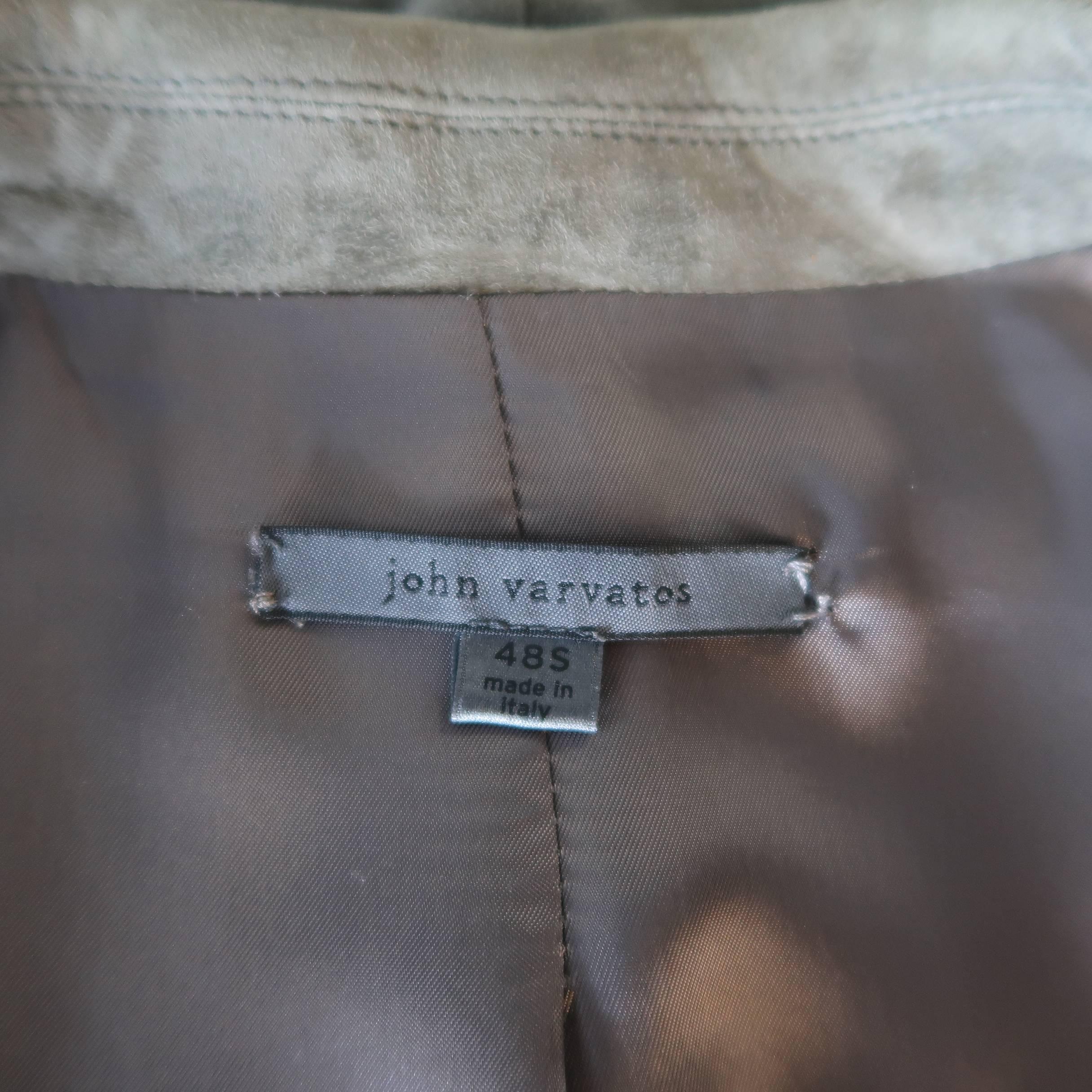 John Varvatos Men's 38 Short Gray Suede Peak Lapel 2 Button Sport Coat 3