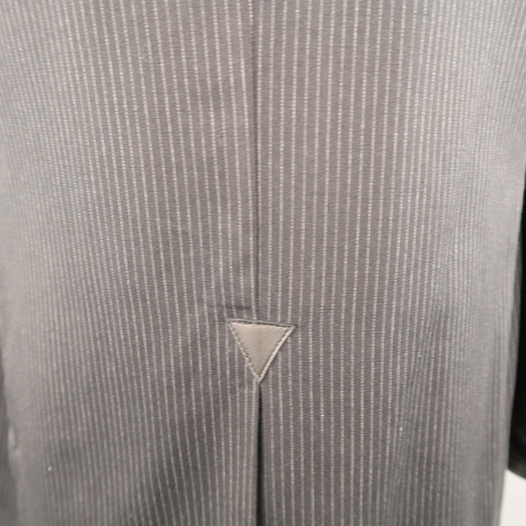 Men's JOHN VARVATOS 42 Black Pinstripe Cotton Blend Leather Trimmed Sport Coat In New Condition In San Francisco, CA