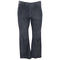 Men
s JOHN VARVATOS Size 32 Navy Blue Suede Top Stitch Trim Casual Pants