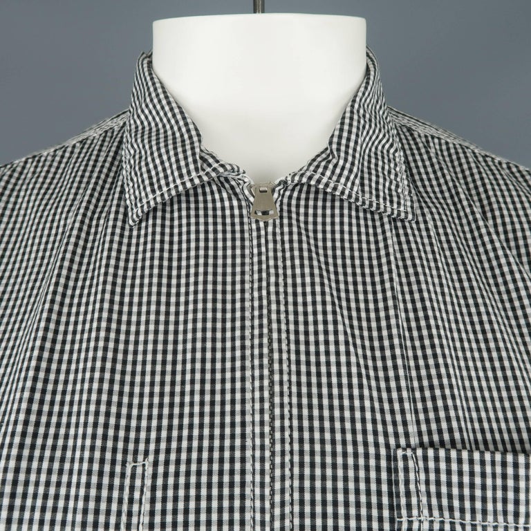 Men's JUNYA WATANABE Size L Black and White Checkered Gingham Cotton ...