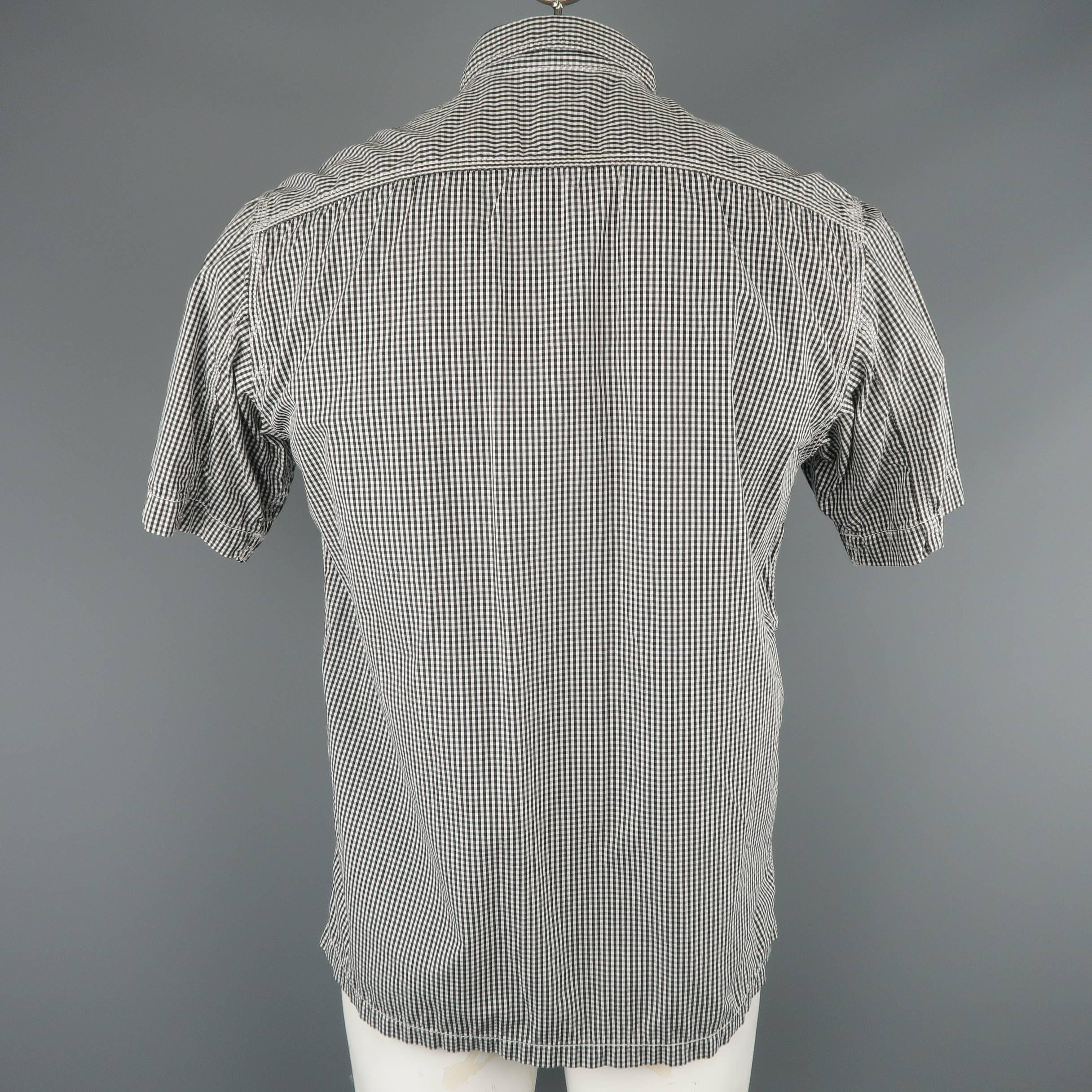 Men's JUNYA WATANABE Size L Black & White Checkered Gingham Cotton Short Sleeve  1