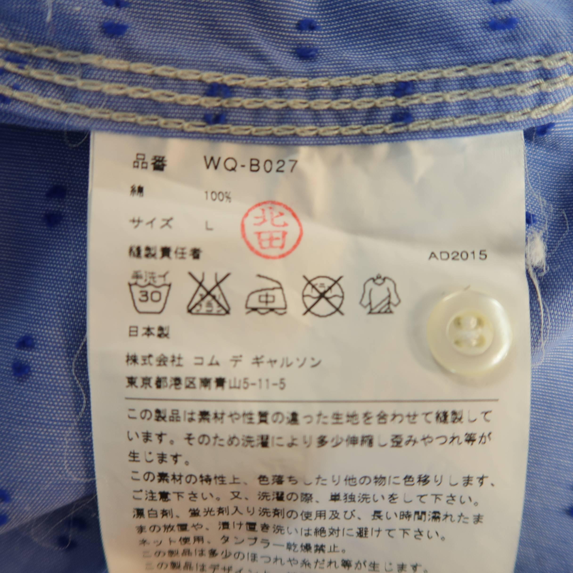 Men's JUNYA WATANABE Size L Blue Dotted Patchwork Cotton Long Sleeve Shirt 9
