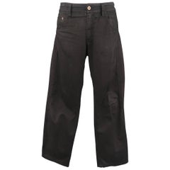 Men's KENZO Size 31 Black Cotton Embroidered Stripe Chino Pants
