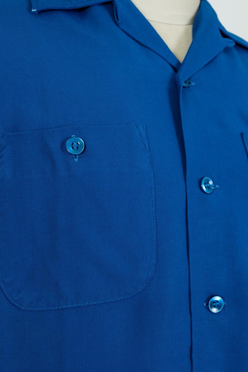 Men’s King Louie Ten Strike Royal Blue Bowling Shirt – Medium, 1950s In Good Condition For Sale In Tucson, AZ