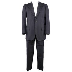 Men
s KITON 42 Regular Navy Pinstripe Wool Notch Lapel Suit