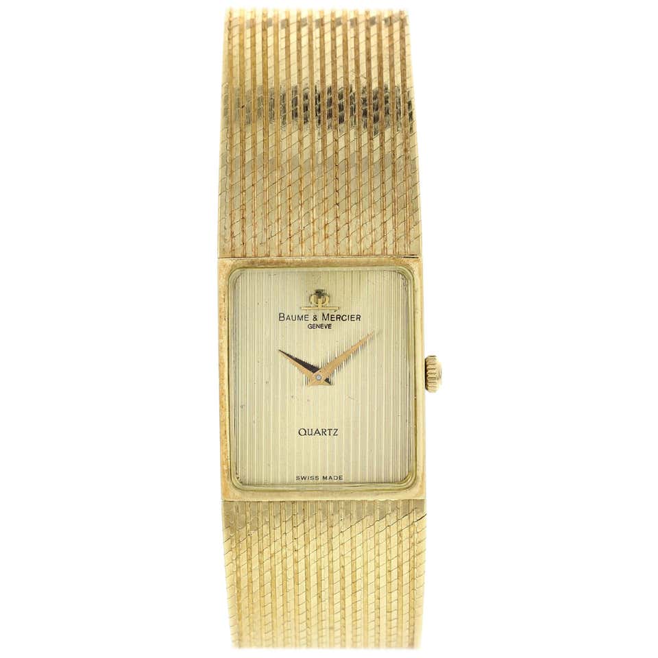 Vintage Baume and Mercier 14 Karat Yellow Gold Wristwatch 1960s at 1stdibs