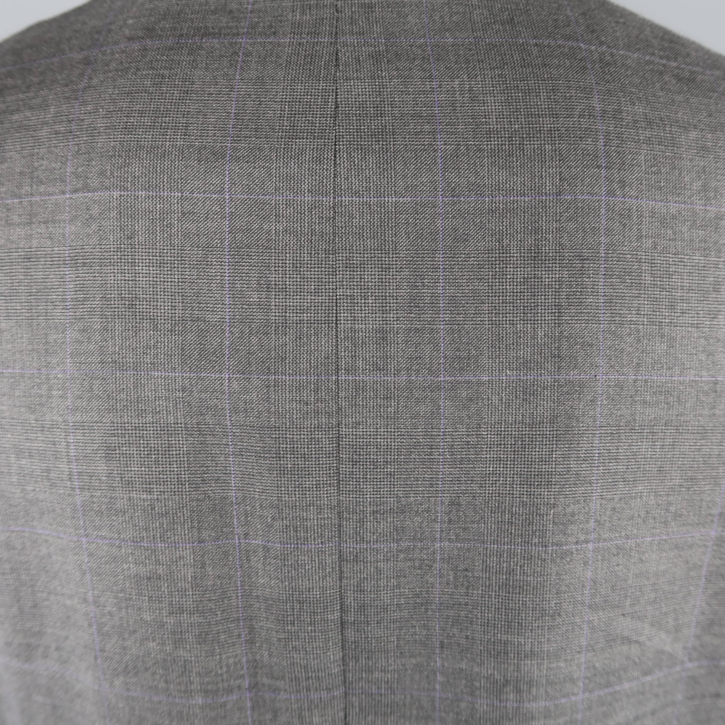 Men's LANVIN 42 Long Dark Gray Glenplaid Wool Notch Lapel 2 pc Suit 3