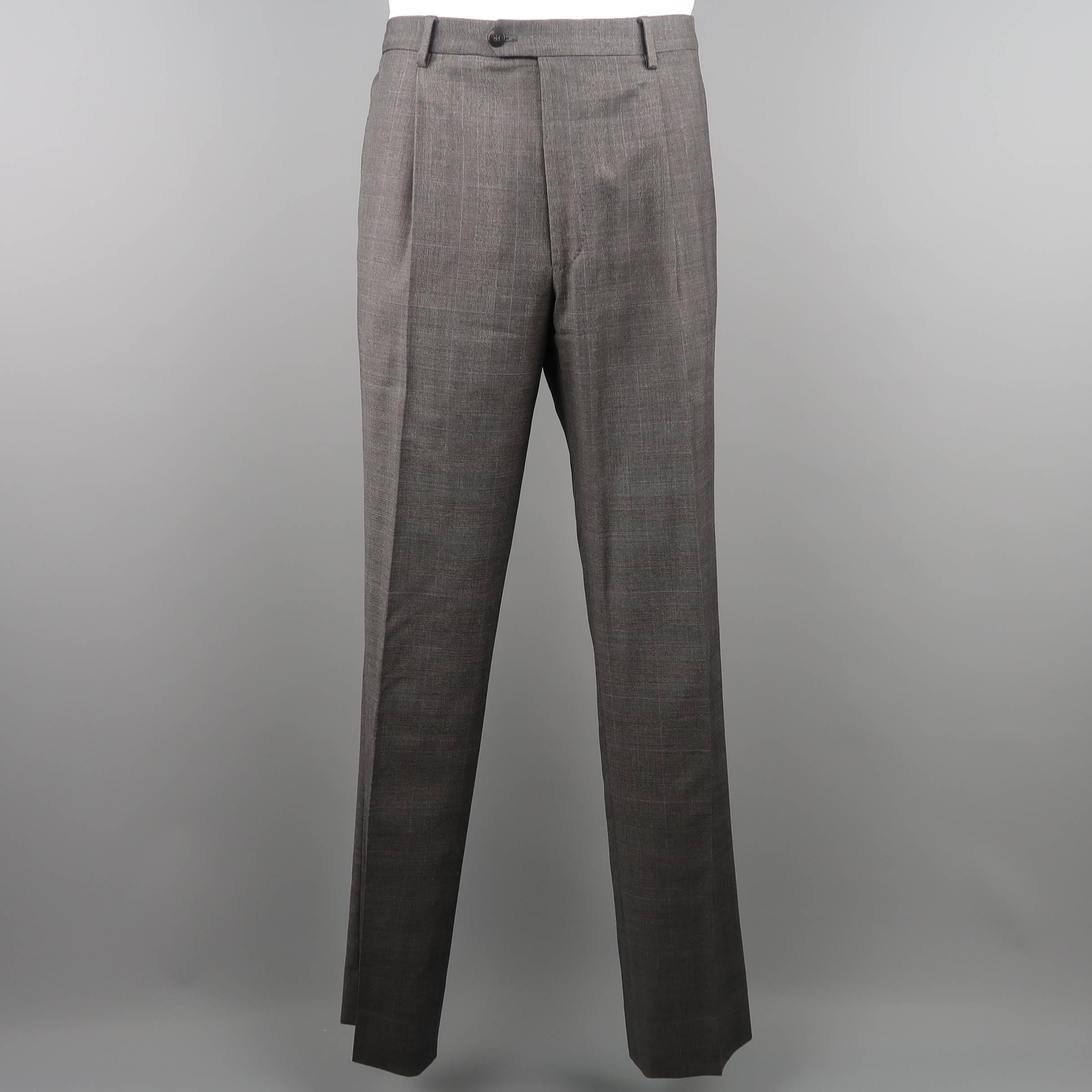 Men's LANVIN 42 Long Dark Gray Glenplaid Wool Notch Lapel 2 pc Suit 4