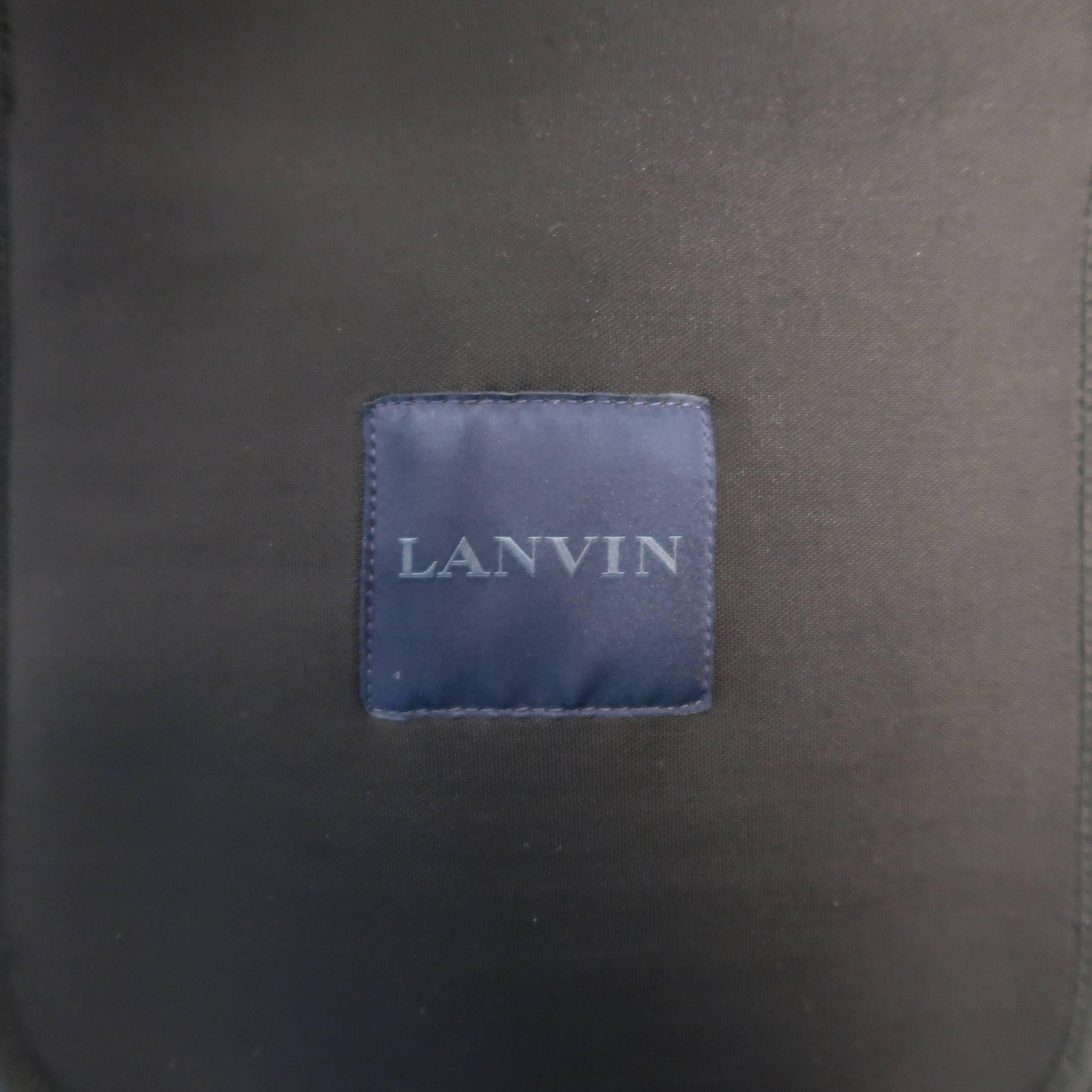 Men's LANVIN M Black Neoprene Single Snap Notch Lapel Sport Coat 5