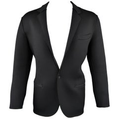 Men's LANVIN M Black Neoprene Single Snap Notch Lapel Sport Coat