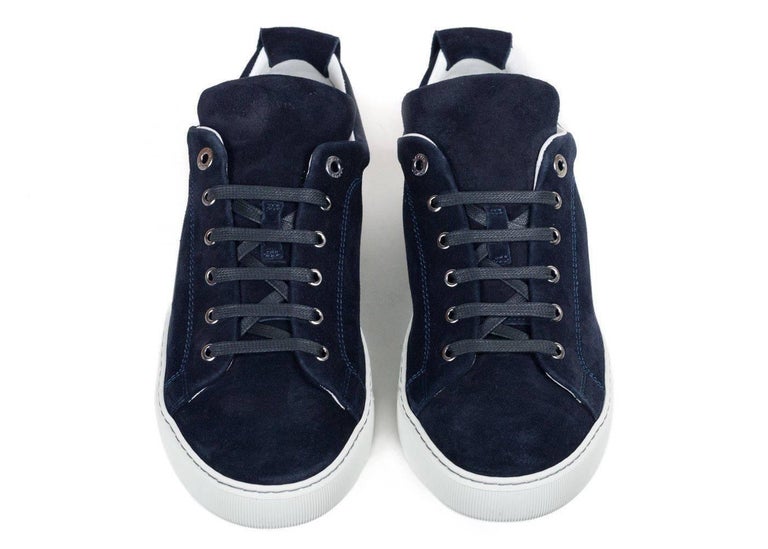 lanvin navy suede sneakers