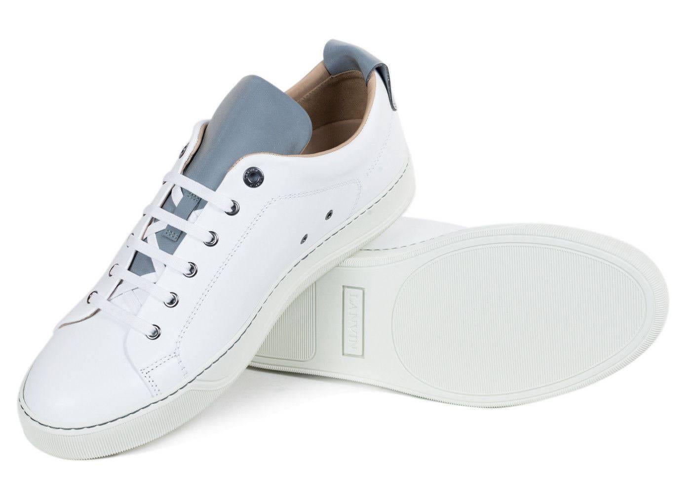 Men's Mens Lanvin White Calfskin Two Tone Lace Up Low Top Sneakers For Sale