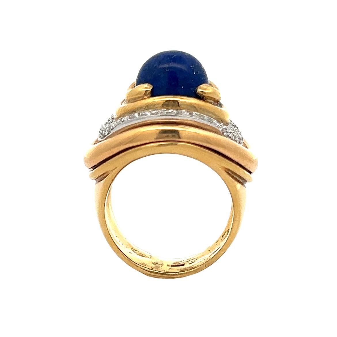 Men's Lapis Lazuli and Diamond Ring In Excellent Condition For Sale In New York, NY